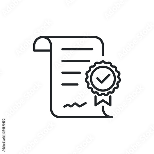Document accredited approval icon, authorized agreement thin line symbol for web and mobile phone on white background - vector illustration eps 10