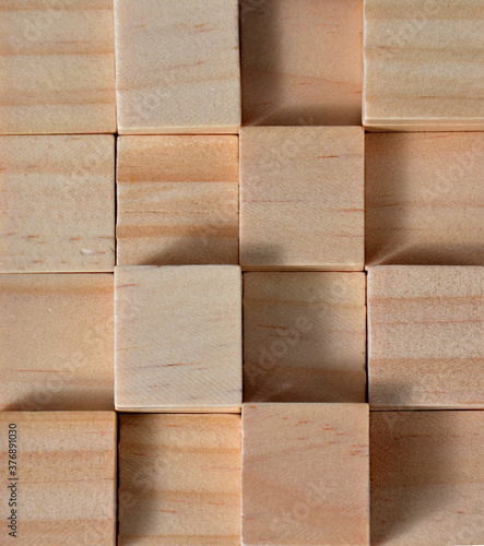 Wood texture background. A stack of wood cubes.