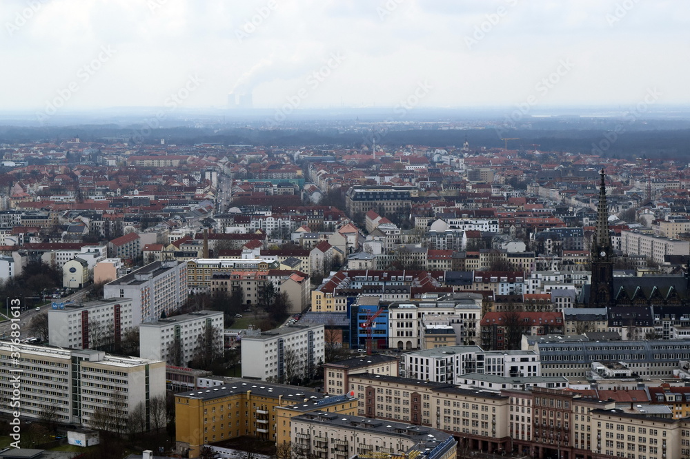 Beautiful panoramic view from a bird's eye view in Leipzig