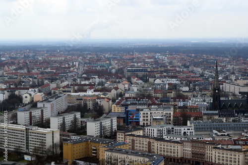 Beautiful panoramic view from a bird's eye view in Leipzig