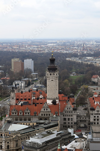 View of the city of Leipzig from the highest building in the Leipzig multi-storey district