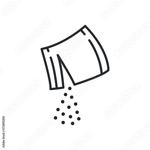 Packet soluble powder icon, open paper sachet, soluble medication, thin line web symbol on white background - vector illustration. EPS 10