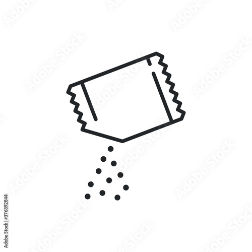Packet soluble powder icon, open paper sachet, soluble medication, thin line web symbol on white background - editable vector illustration. EPS 10