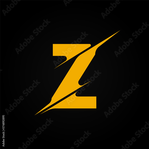Sliced yellow character from a fontset, vector illustration