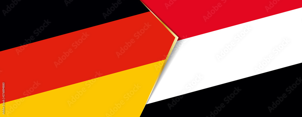 Germany and Yemen flags, two vector flags. Germany and Yemen flags, two vector flags.