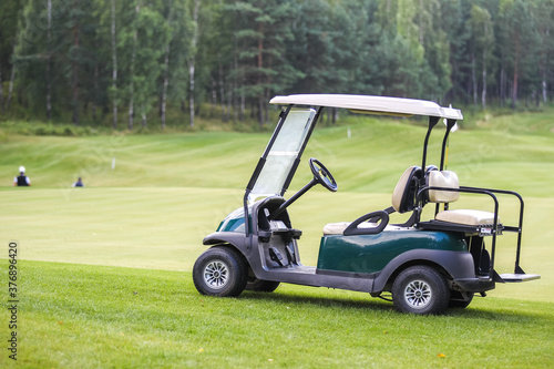 The Club golf cart at luxury golf club. 