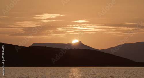 Sunset ocean horizon sky clouds sunset landscape
