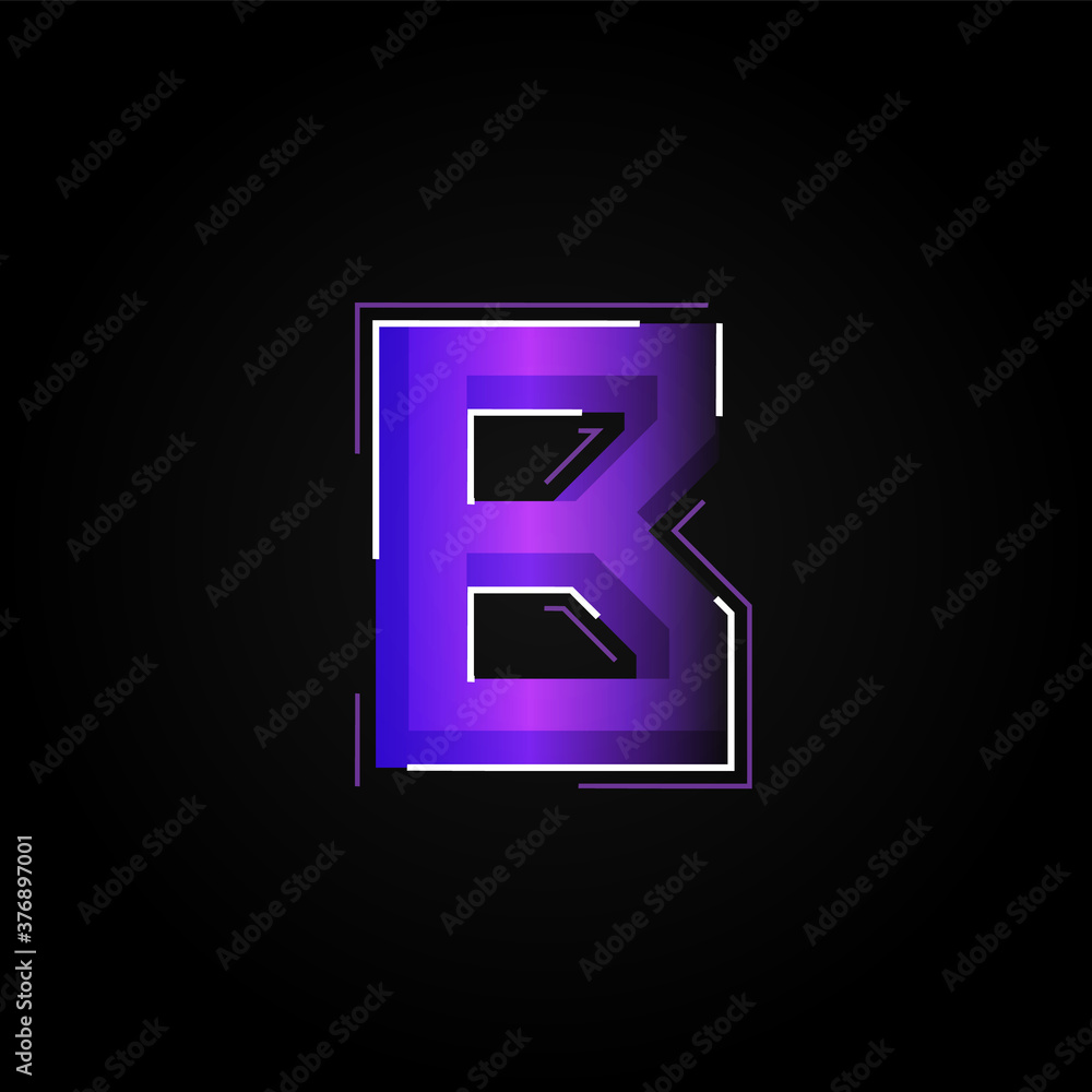 Futuristic purple/blue character from a fontset with dashed strokes and blending effects, vector illustration Futuristic purple/blue character from a fontset with dashed strokes and blending effects, vector illustration