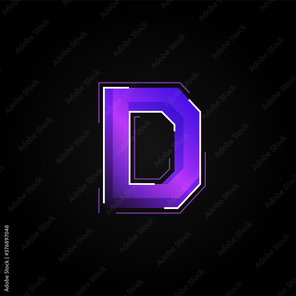Futuristic purple/blue character from a fontset with dashed strokes and blending effects, vector illustration Futuristic purple/blue character from a fontset with dashed strokes and blending effects, vector illustration