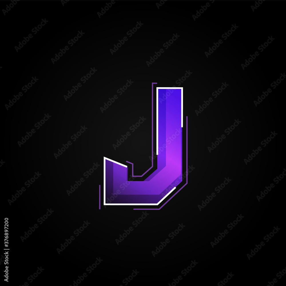 Futuristic purple/blue character from a fontset with dashed strokes and blending effects, vector illustration Futuristic purple/blue character from a fontset with dashed strokes and blending effects, vector illustration