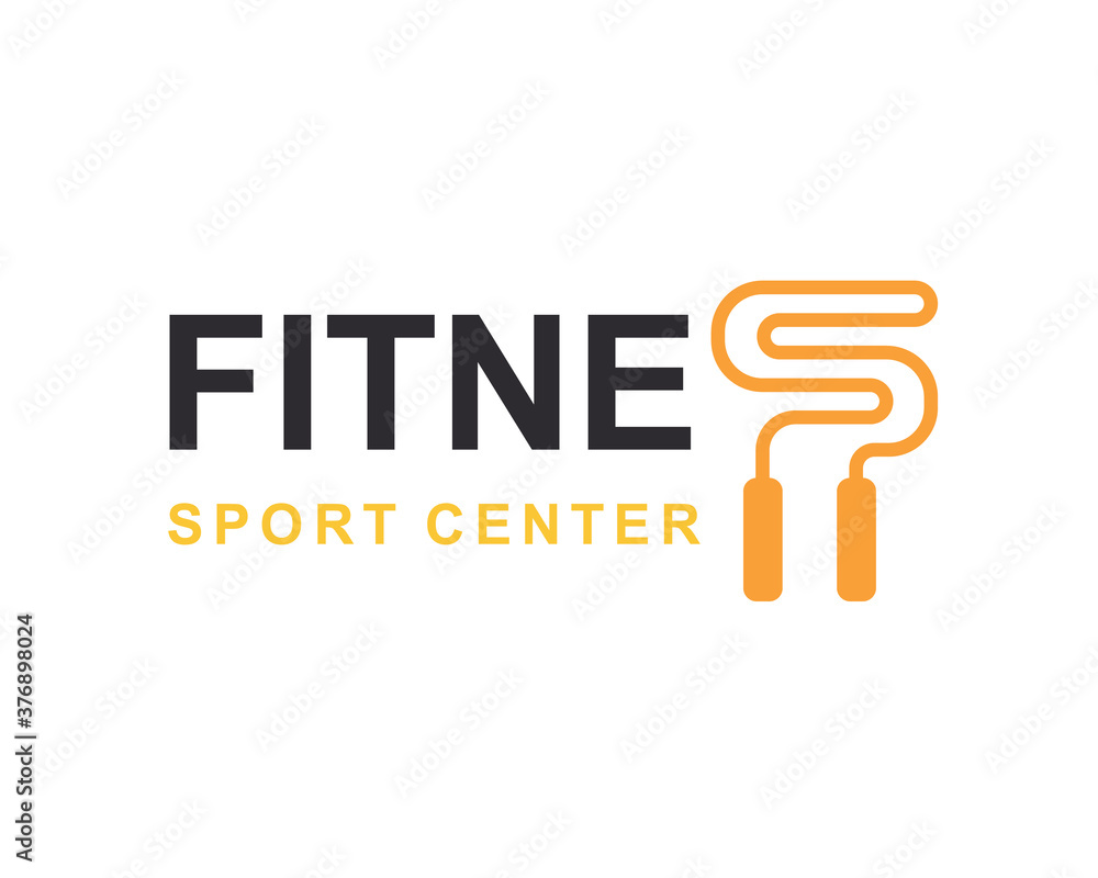 Fitness club logo sign, bodybuilding club emblem template