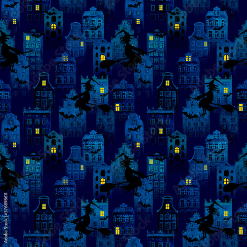 Halloween purple night city...