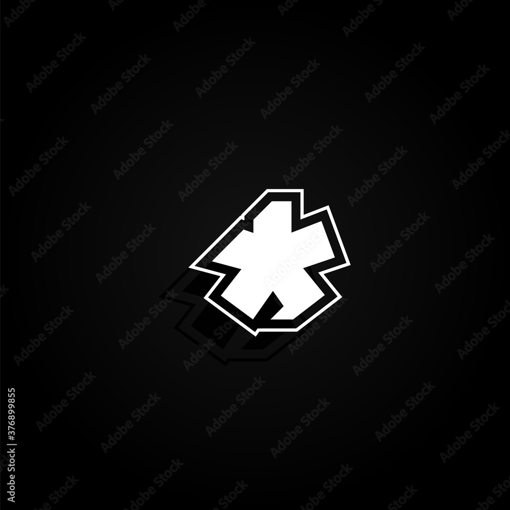 Modern, minimal and dynamic 'Rapper' font character with 45 degree angles, vector illustration Modern, minimal and dynamic 'Rapper' font character with 45 degree angles, vector illustration