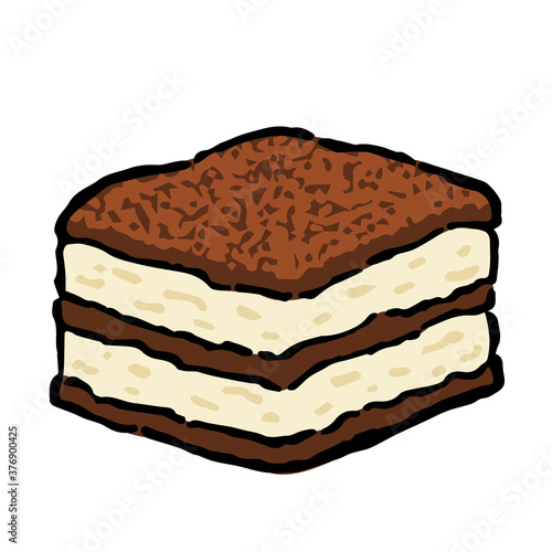 Illustration of Tiramisu: Illustration like hand drawn illustration with ink and brush