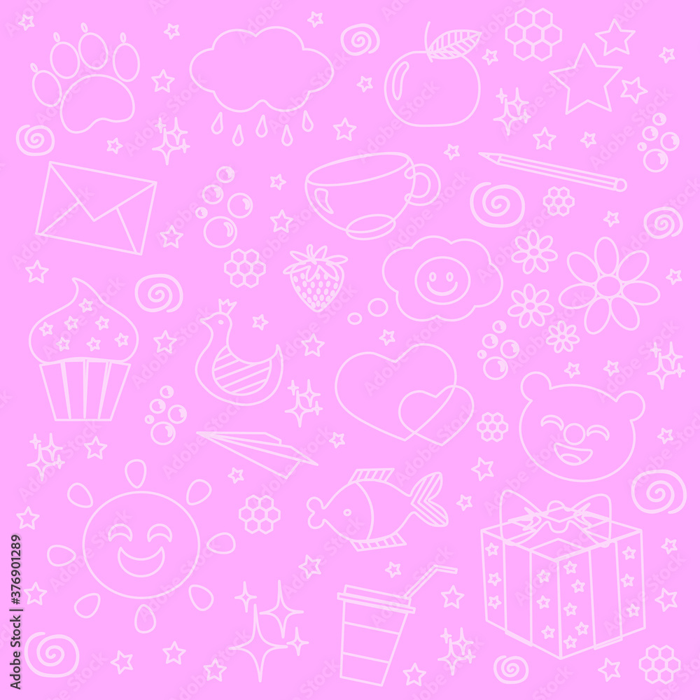 seamless pattern with random doodle icons 