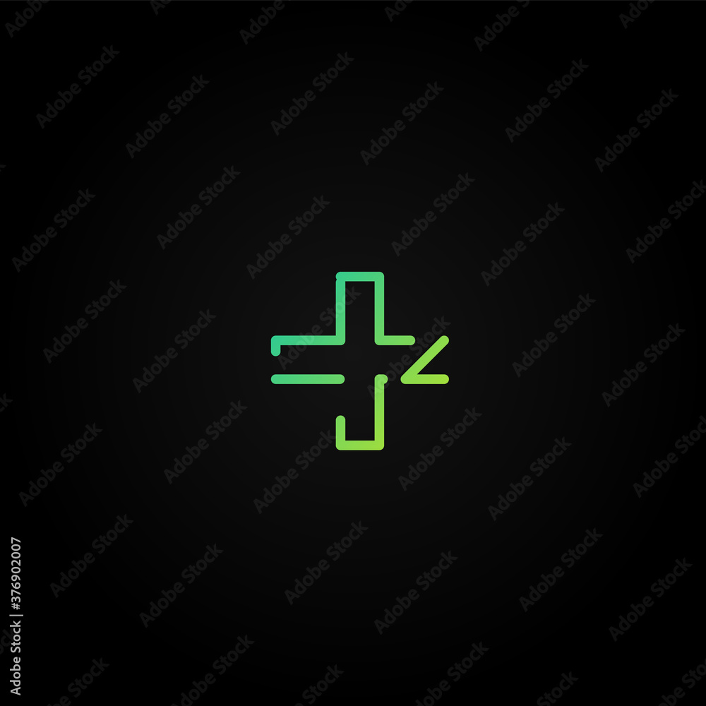 Green dashed stroke font character from a fontset, vector illustration Green dashed stroke font character from a fontset, vector illustration