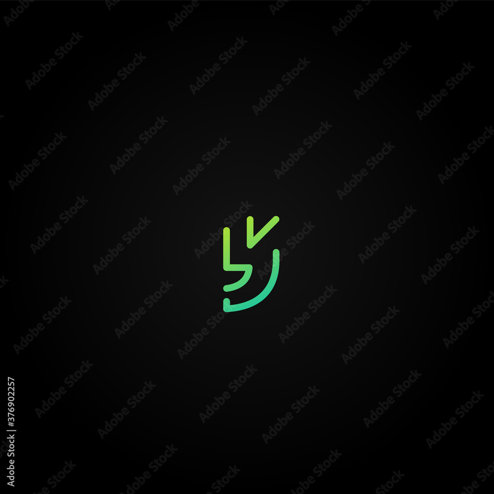 Green dashed stroke font character from a fontset, vector illustration Green dashed stroke font character from a fontset, vector illustration