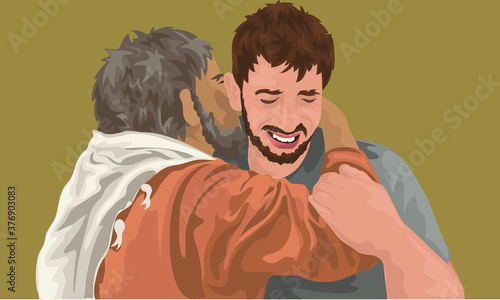 Obraz na plátne Prodigal Son Greeting His Father Full Of Remorse (Luke 15)