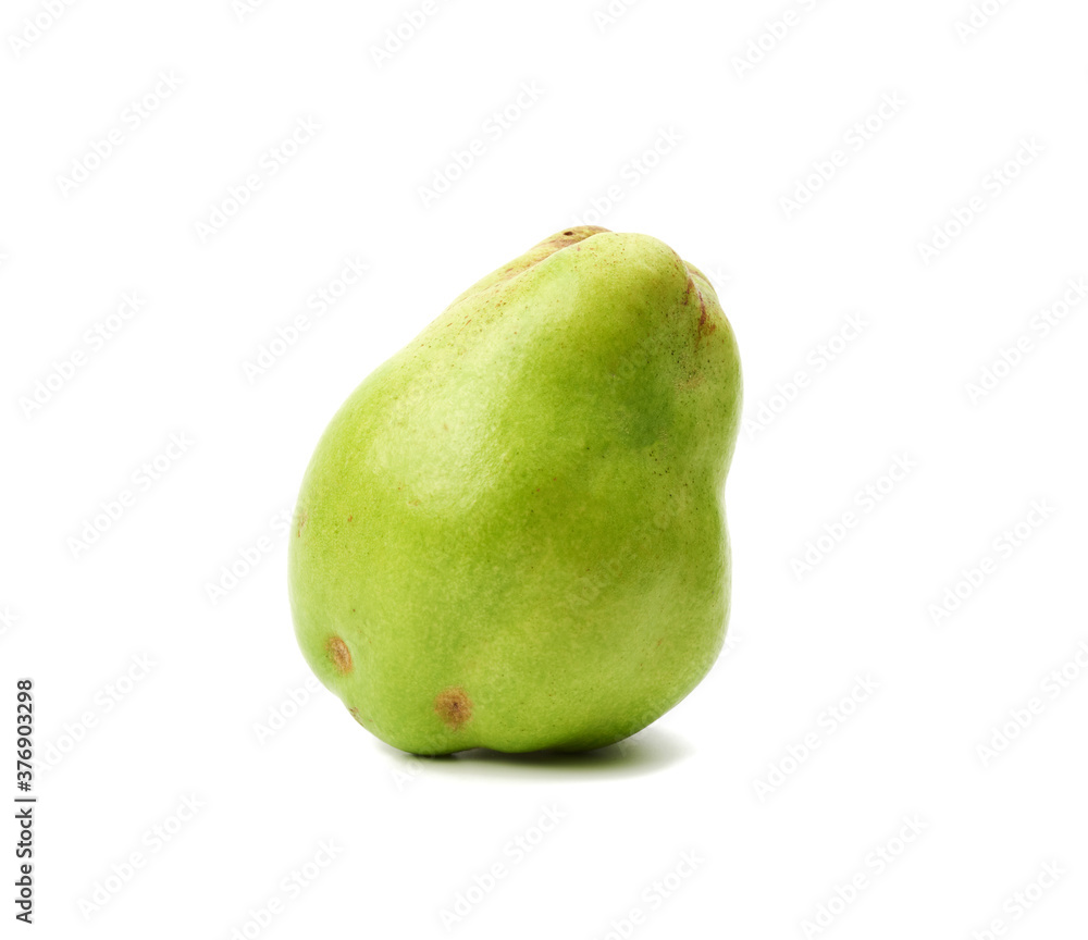 whole green quince fruit isolated on white background whole green quince fruit isolated on white background