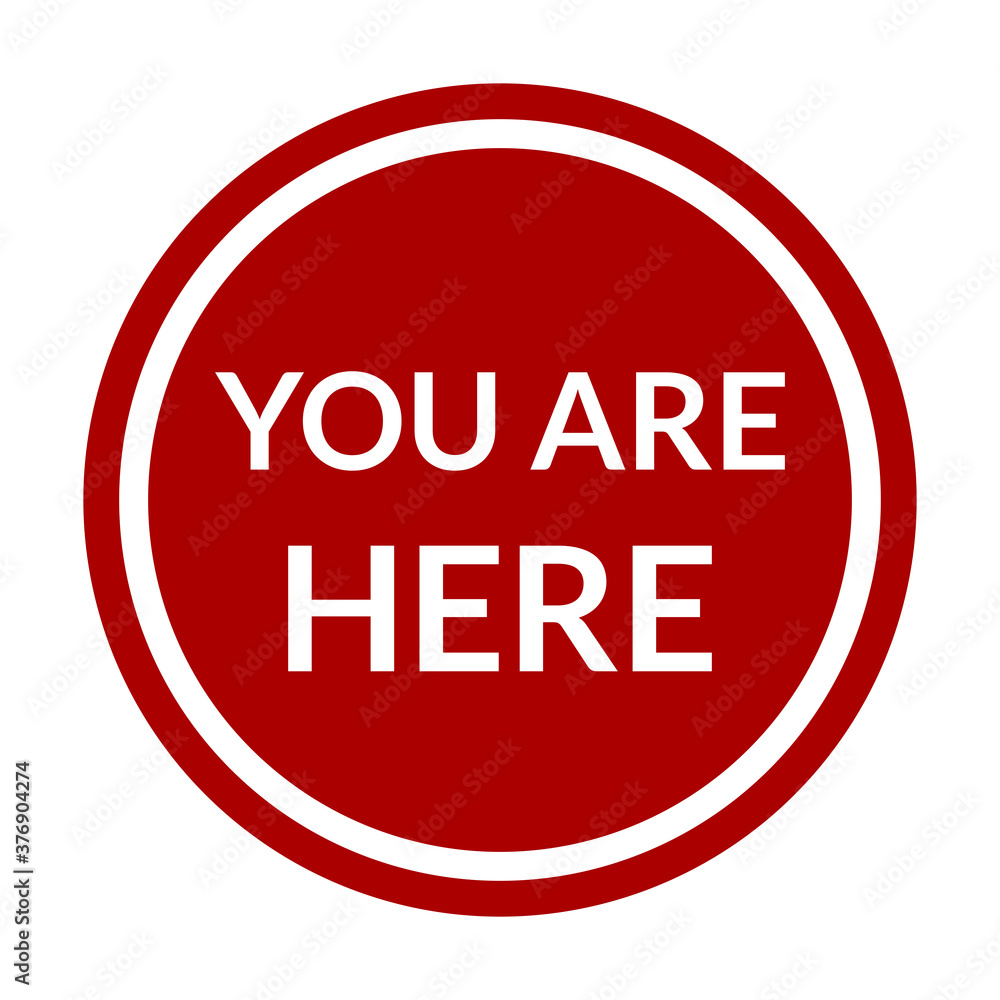 You're Here Round Location Pointer Icon. Vector Image. You're Here Round Location Pointer Icon. Vector Image.