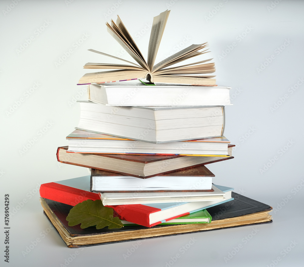 stack of books on white background stack of books on white background