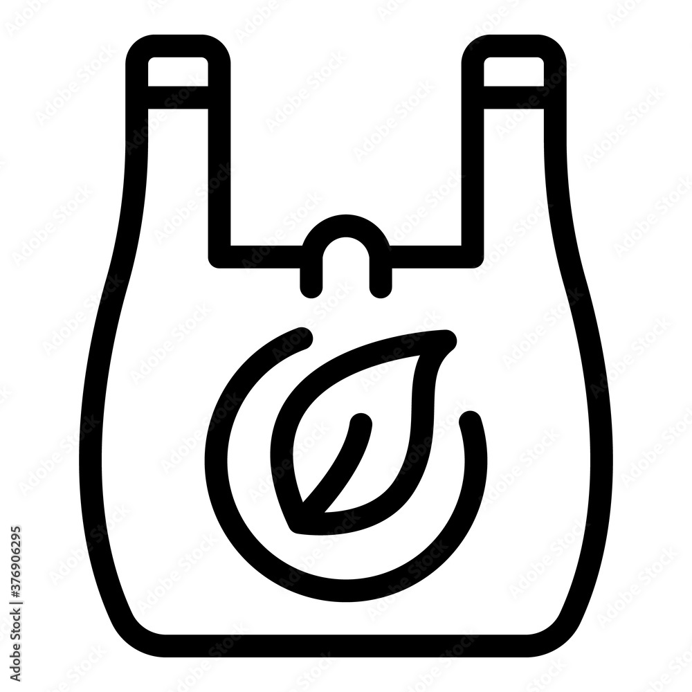 Eco leaf bag icon. Outline eco leaf bag vector icon for web design isolated on white background