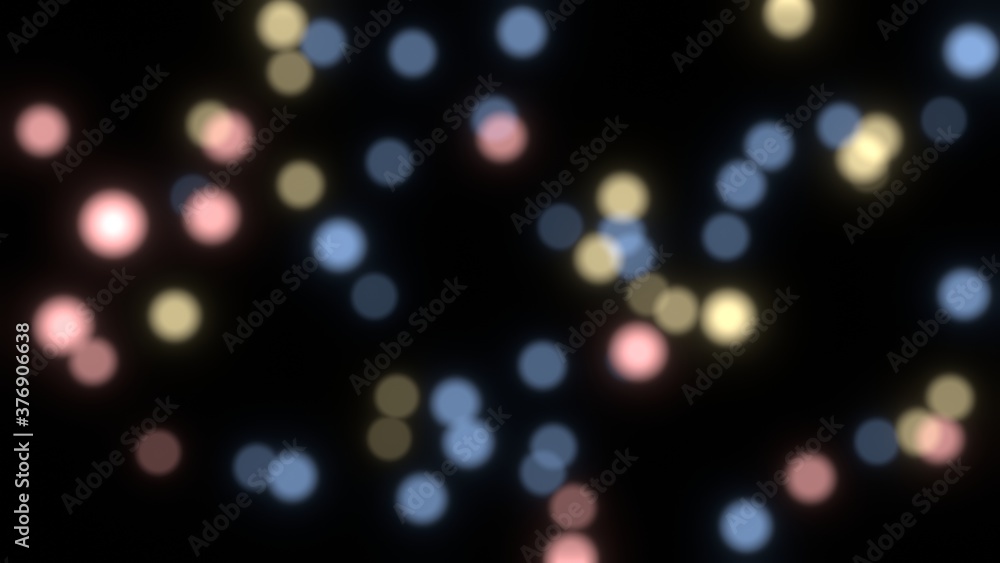 Colorful particles bokeh background. Defocused particles background. 3D rendering image