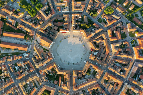 Palmanova città fortezza e Piazza Grande vista dall'alto -La città stellata italiana a pianta poligonale photo