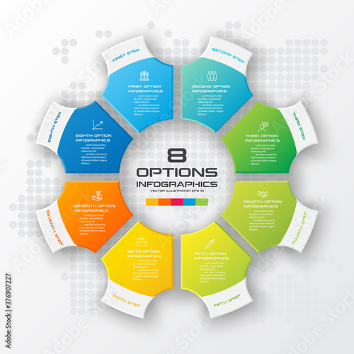 Business infographics template 8 steps ,Vector illustration.