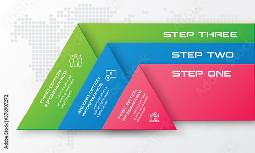 Business concept design with triangle and 3 options,Infographic template can be used for presentation,Vector illustration.
