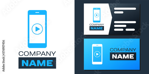 Wallpaper Mural Logotype Smartphone with play button on the screen icon isolated on white background. Logo design template element. Vector. Torontodigital.ca