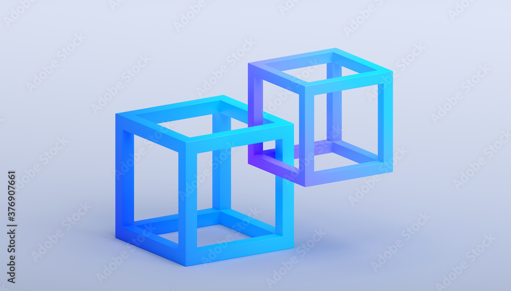 Fototapeta premium Abstract 3d render, modern background with geometric shapes, graphic design