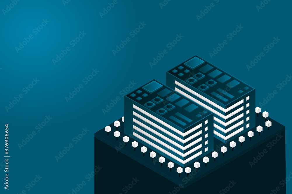 Smart city or intelligent building isometric vector concept. Modern smart city urban planning and development infrastructure buildings. Creative vector illustration on gradient background. Smart city or intelligent building isometric vector concept. Modern smart city urban planning and development infrastructure buildings. Creative vector illustration on gradient background.