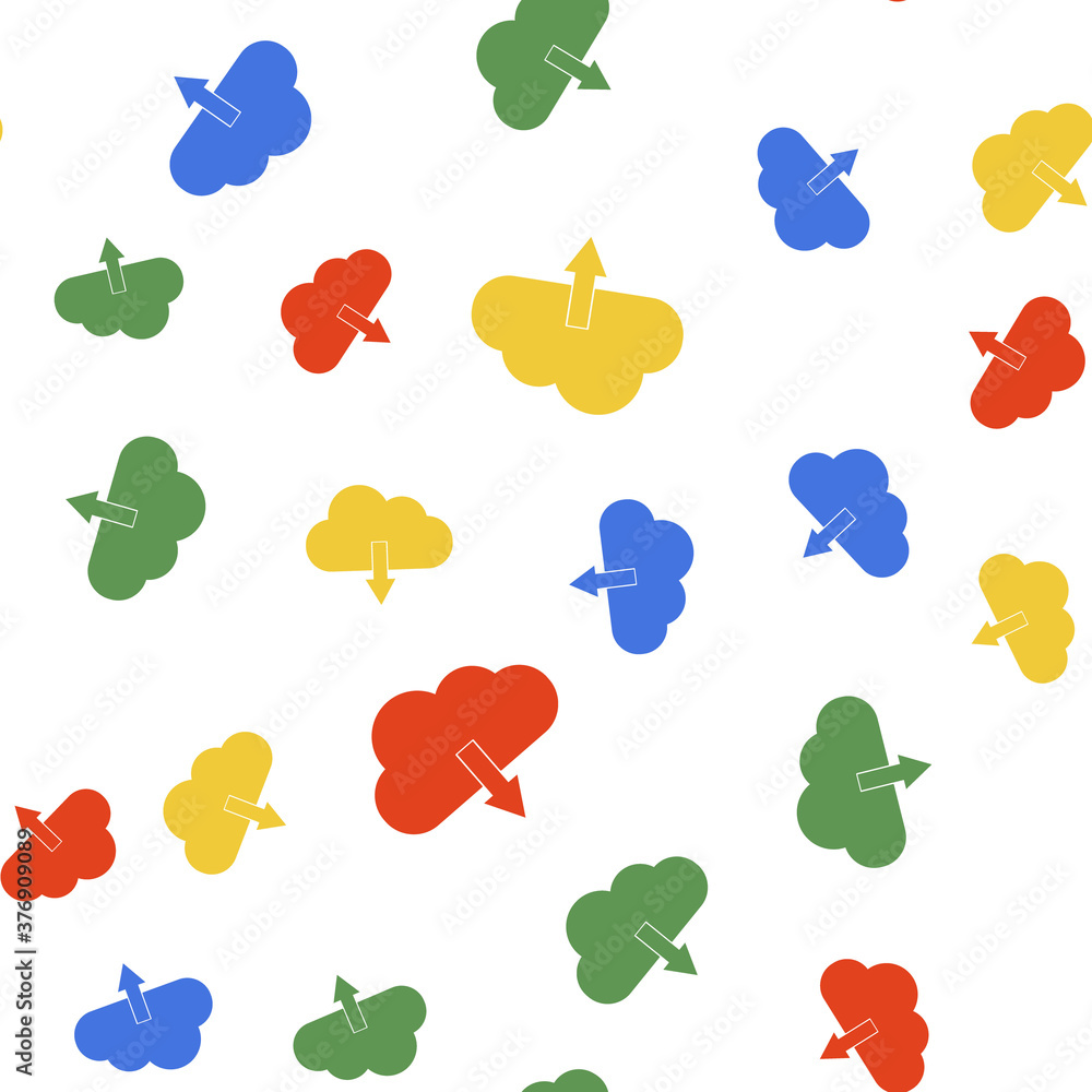 Color Cloud download icon isolated seamless pattern on white background. Vector. Color Cloud download icon isolated seamless pattern on white background. Vector.