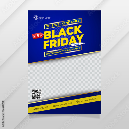 Modern Design Black Friday Flyer Template with Blue Colour