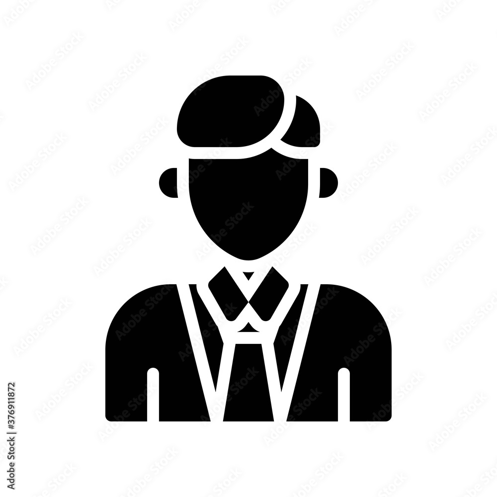 administrative related boy or man with office dress and tie vector in solid design,