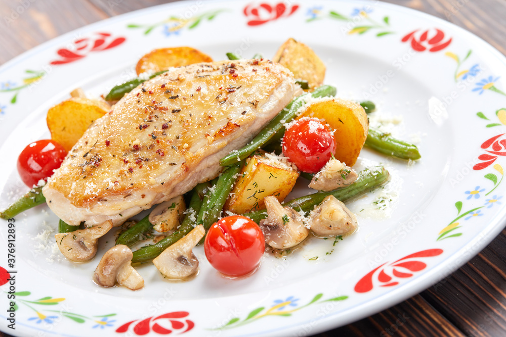 chicken fillet with fried vegetables chicken fillet with fried vegetables