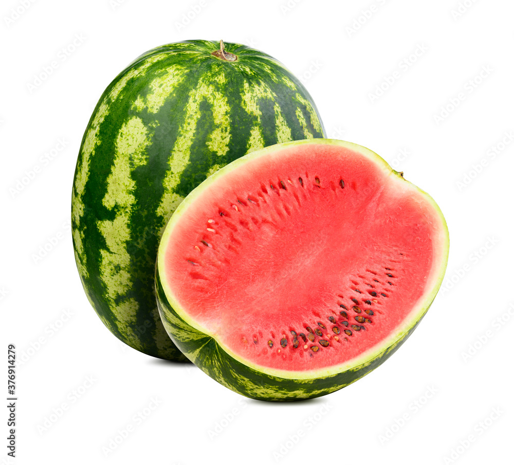 Fresh watermelon isolated. Organic water melon slice on white background. Cut out with clipping path Fresh watermelon isolated. Organic water melon slice on white background. Cut out with clipping path