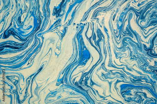Billede på lærred background of blue marbled Nepalese lokta paper Inspired from the grain of textu