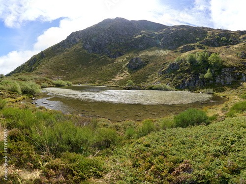 Beautiful panoramic view of the Sisterna lagoons in the southwest of Asturias, Spain
