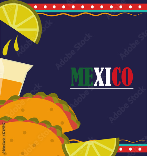 mexican independence day, tacos tequila shot lemon poster, celebrated on september