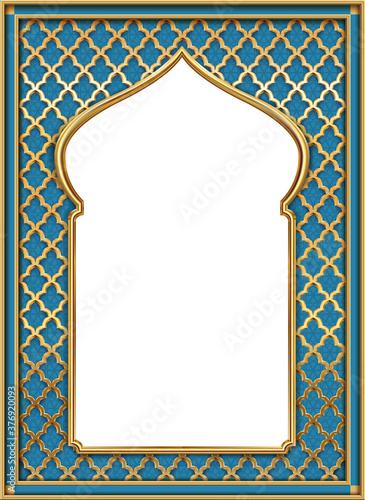 Cover postcard golden oriental vintage arch frame