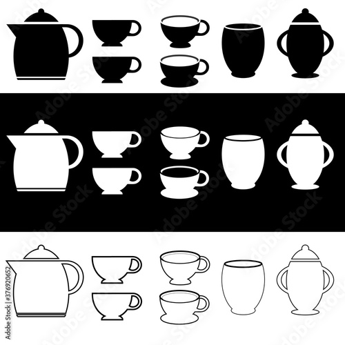 Wallpaper Mural coffee cup and tea mug isolated icon set Torontodigital.ca