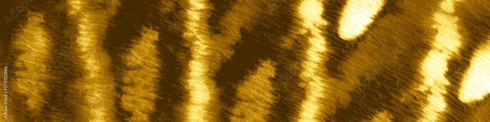 Gold Foil Ogee Ikat. Dyed Background. Abstract  - obrazy, fototapety, plakaty 