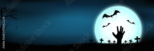 Happy Halloween banners with blue and dark background,Vector graphic illustration