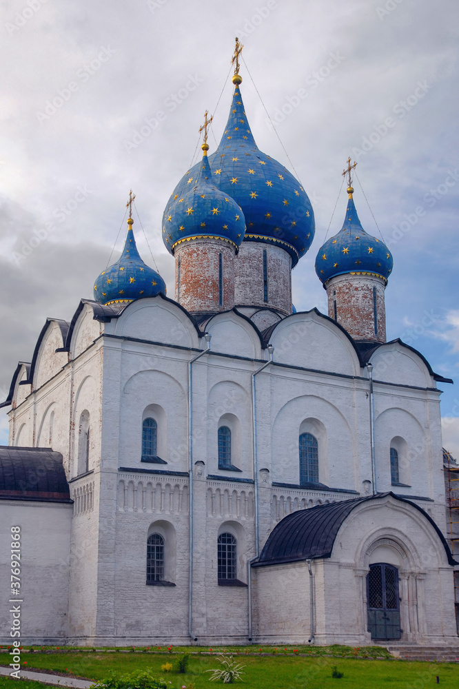 Nativity (Rozhdestvensky) cathedral (early XIII century). Suzdal town, Vladimir Oblast, Russia.