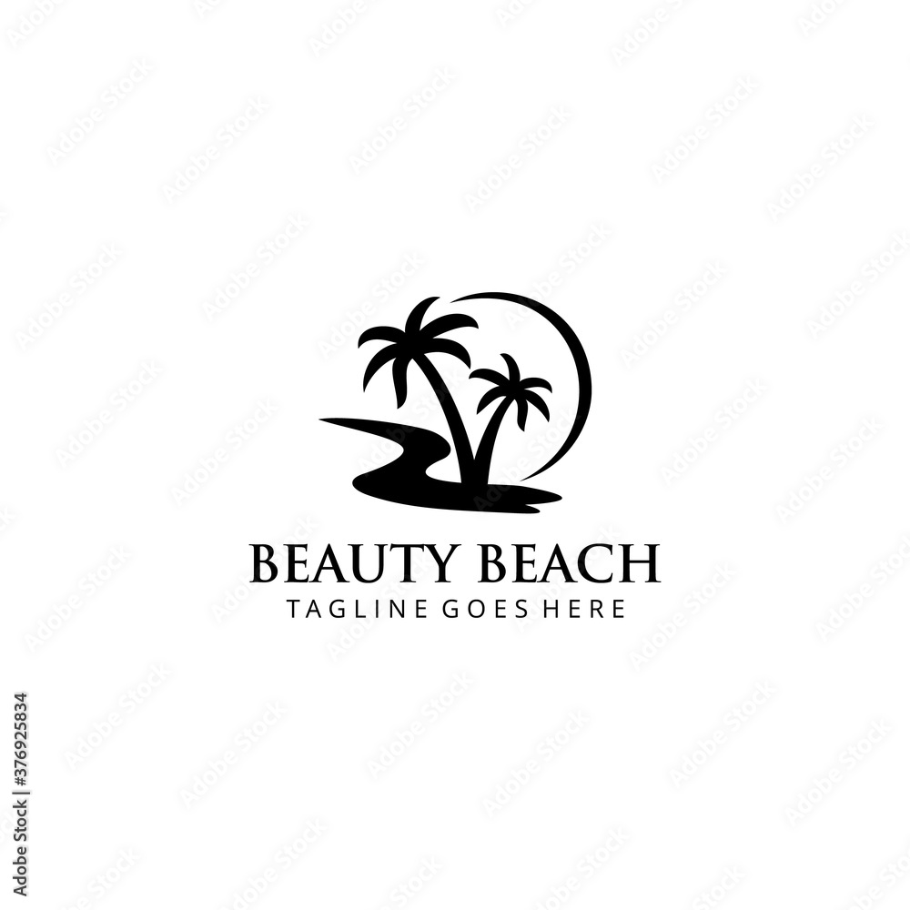 Creative illustration beauty beach house modern minimalist  logo design Vector