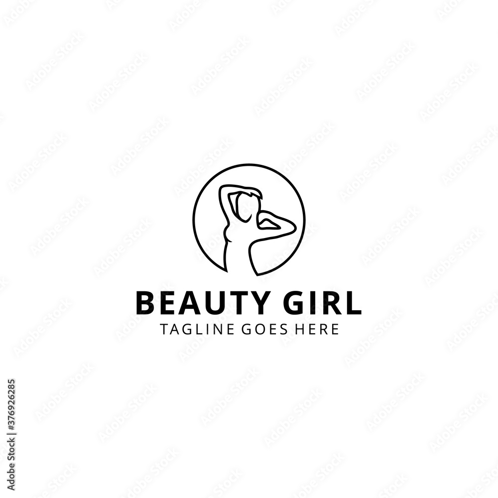 Illustration of Beautiful silhouette girl, women hair, face, salon logo 