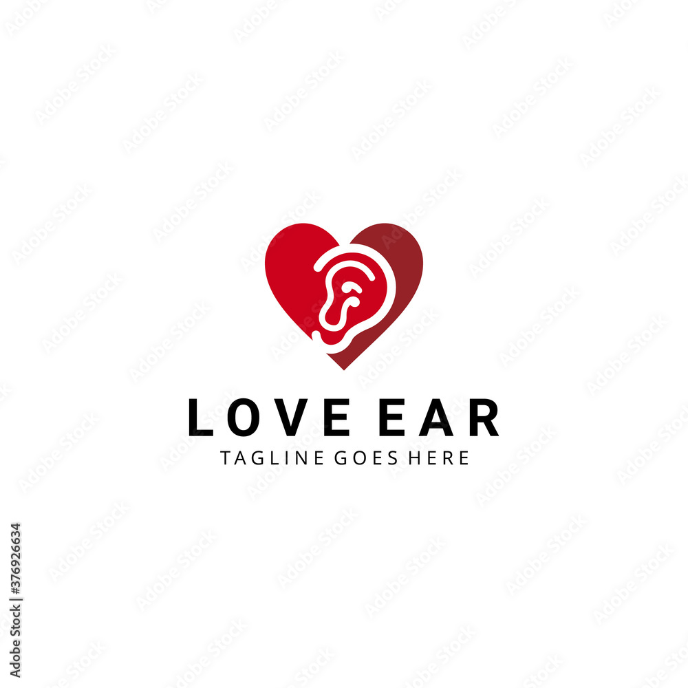Illustration modern abstract ear sign with heart logo design template