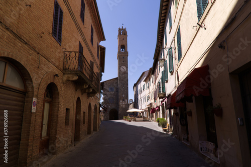 The small medieval village of Montalcino in Tuscany  Italy
